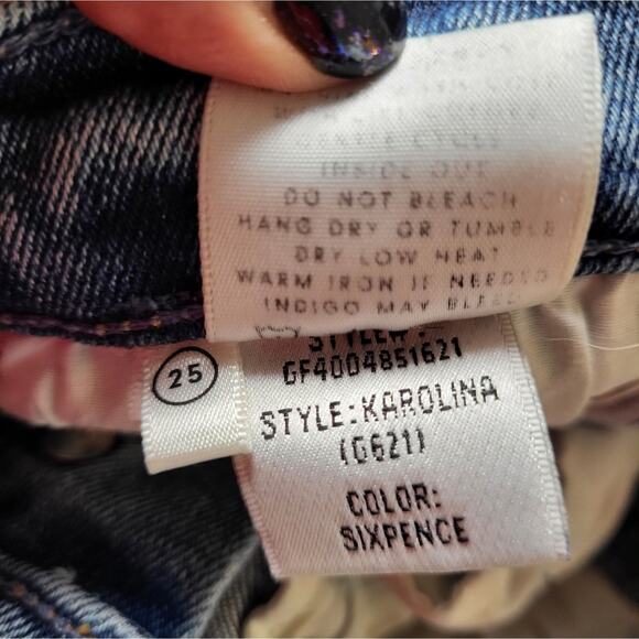 GRLFRND Jeans Karolina Button Fly High Rise Straight Leg Raw Hem Women’s Size 25 - Picture 10 of 10